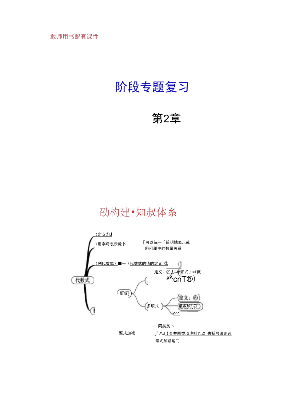 七年级数学上册湘教版第2章代数式阶段专题复习课件精_第1页