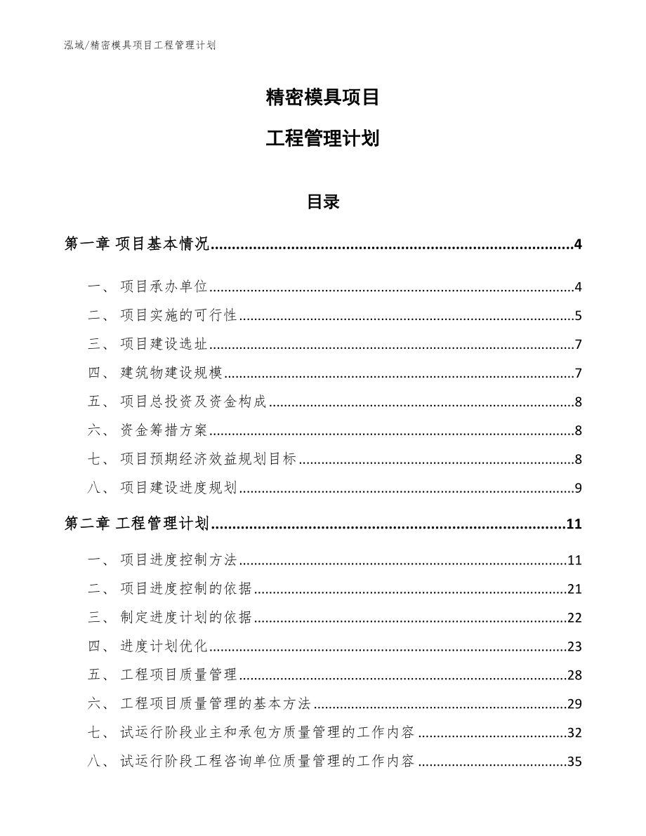 精密模具项目工程管理计划_第1页