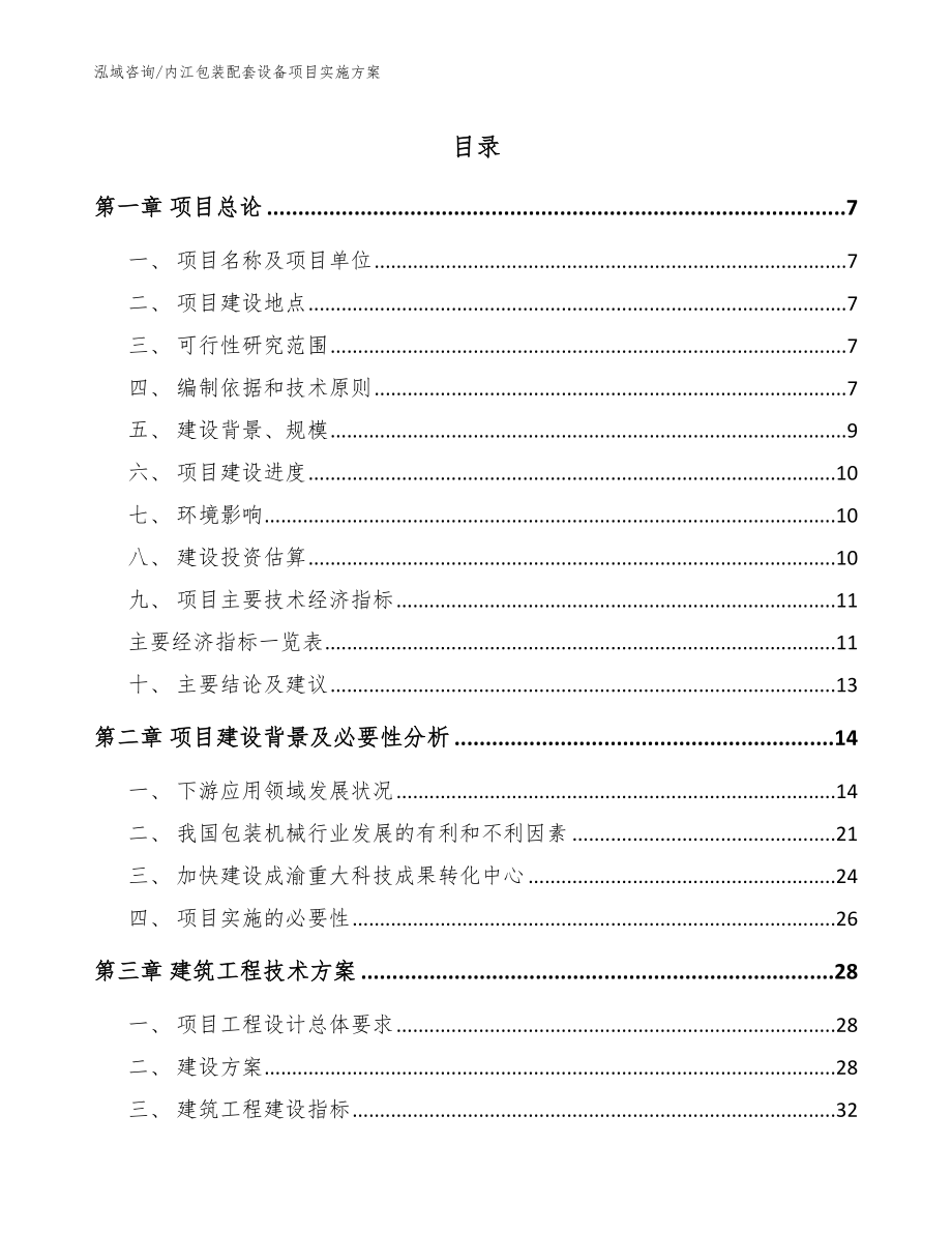 内江包装配套设备项目实施方案【模板参考】_第1页