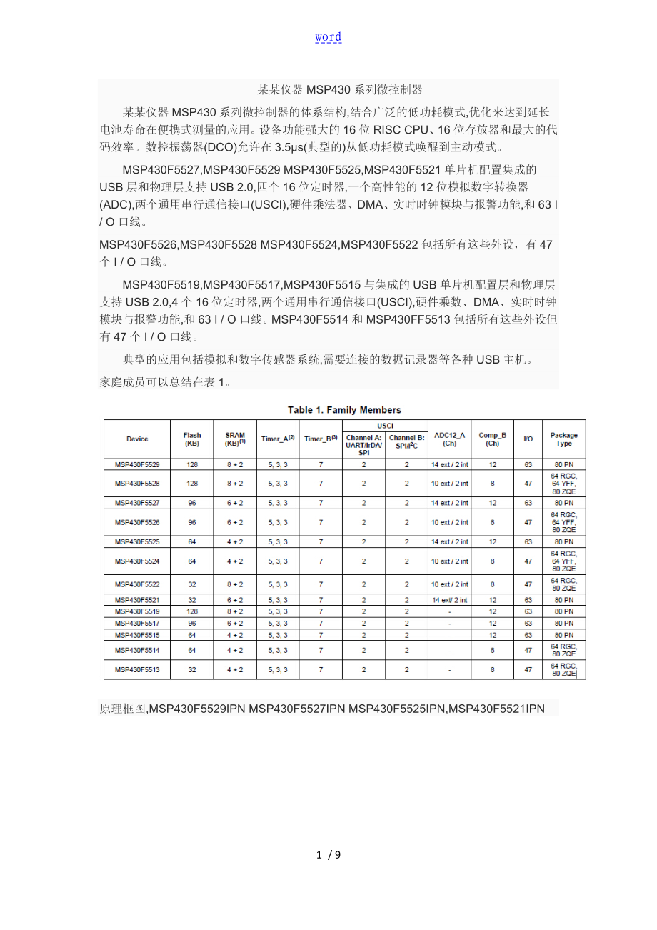 MSP430F5529中文资料_第1页