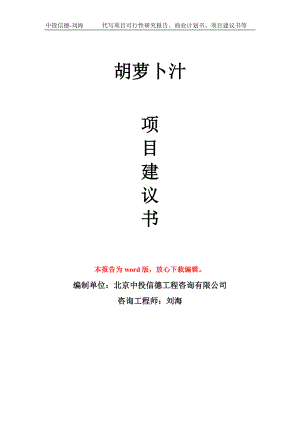 胡蘿卜汁項目建議書寫作模板