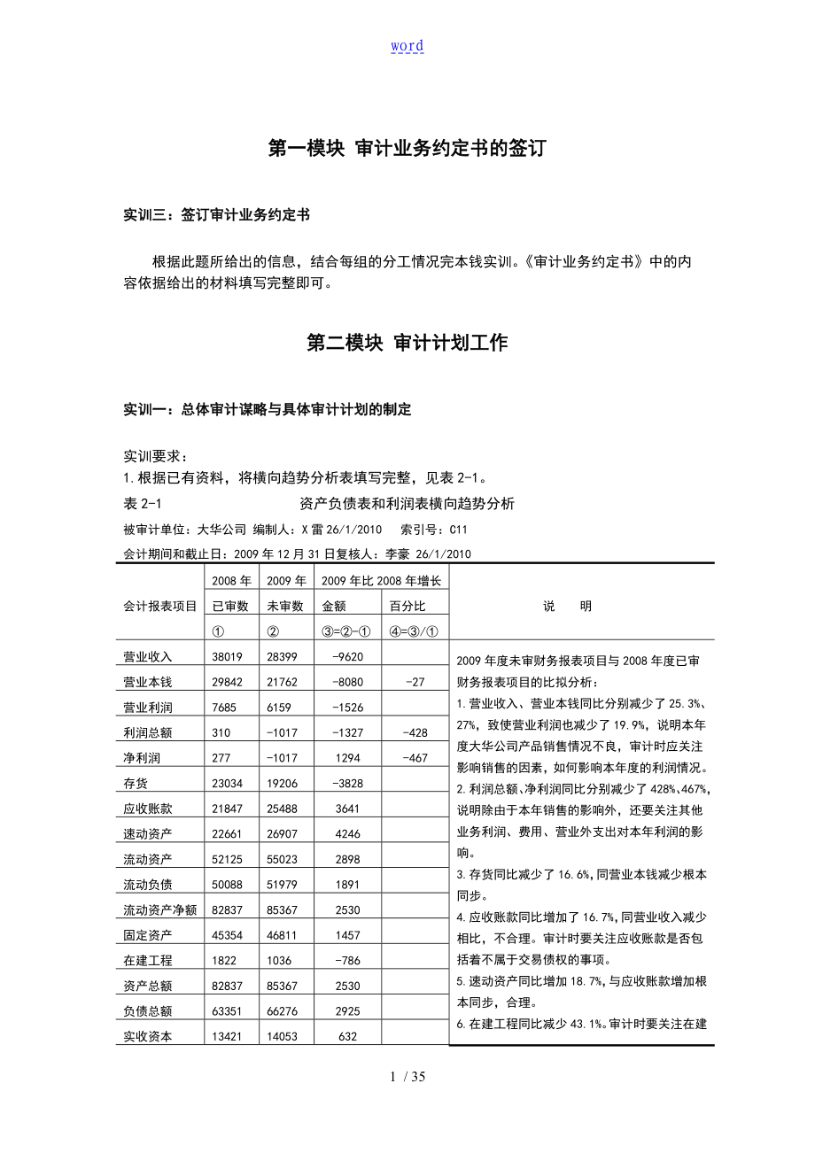 审计实训教程参考问题详解