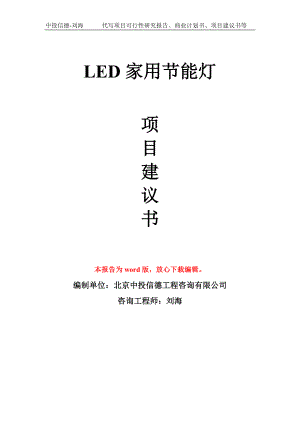 LED家用节能灯项目建议书写作模板