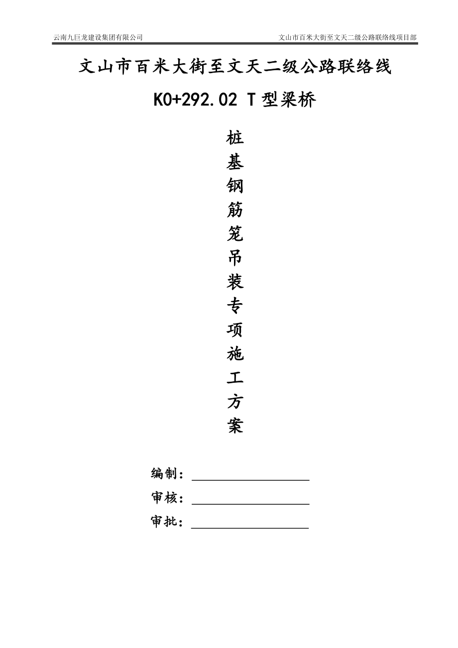 桥梁桩基钢筋笼吊装专项实施计划方案_第1页