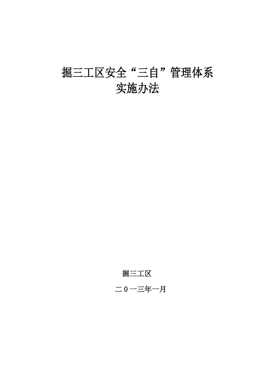 掘三工区安全三自管理体系实施办法_第1页