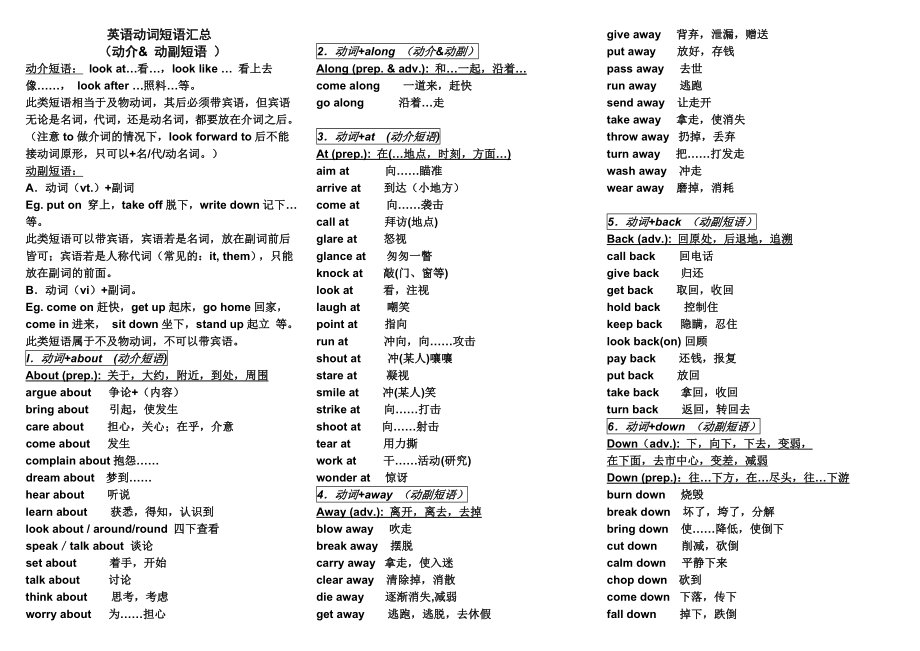 中考动词短语归纳_第1页