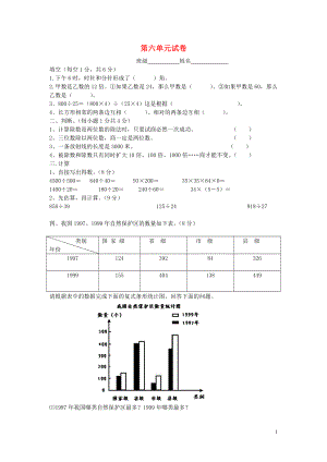 2018學年四年級數(shù)學上冊 第6單元 除數(shù)是兩位數(shù)的除法試卷1（無答案） 新人教版