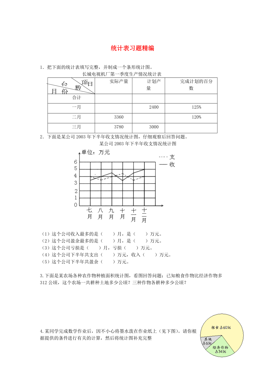 2018學(xué)年一年級數(shù)學(xué)下冊 習(xí)題精編 統(tǒng)計表（無答案） 新人教版_第1頁