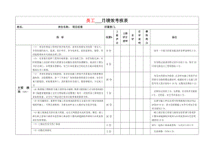 員工 月績效考核表