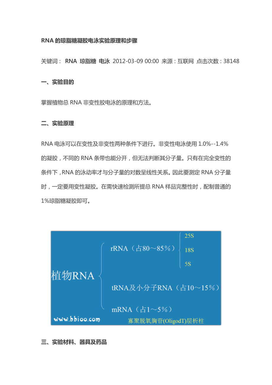 RNA的琼脂糖凝胶电泳实验原理和步骤_第1页