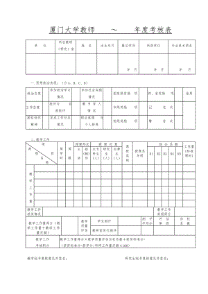 廈門大學(xué)教學(xué)科研人員 ～ 年度考核