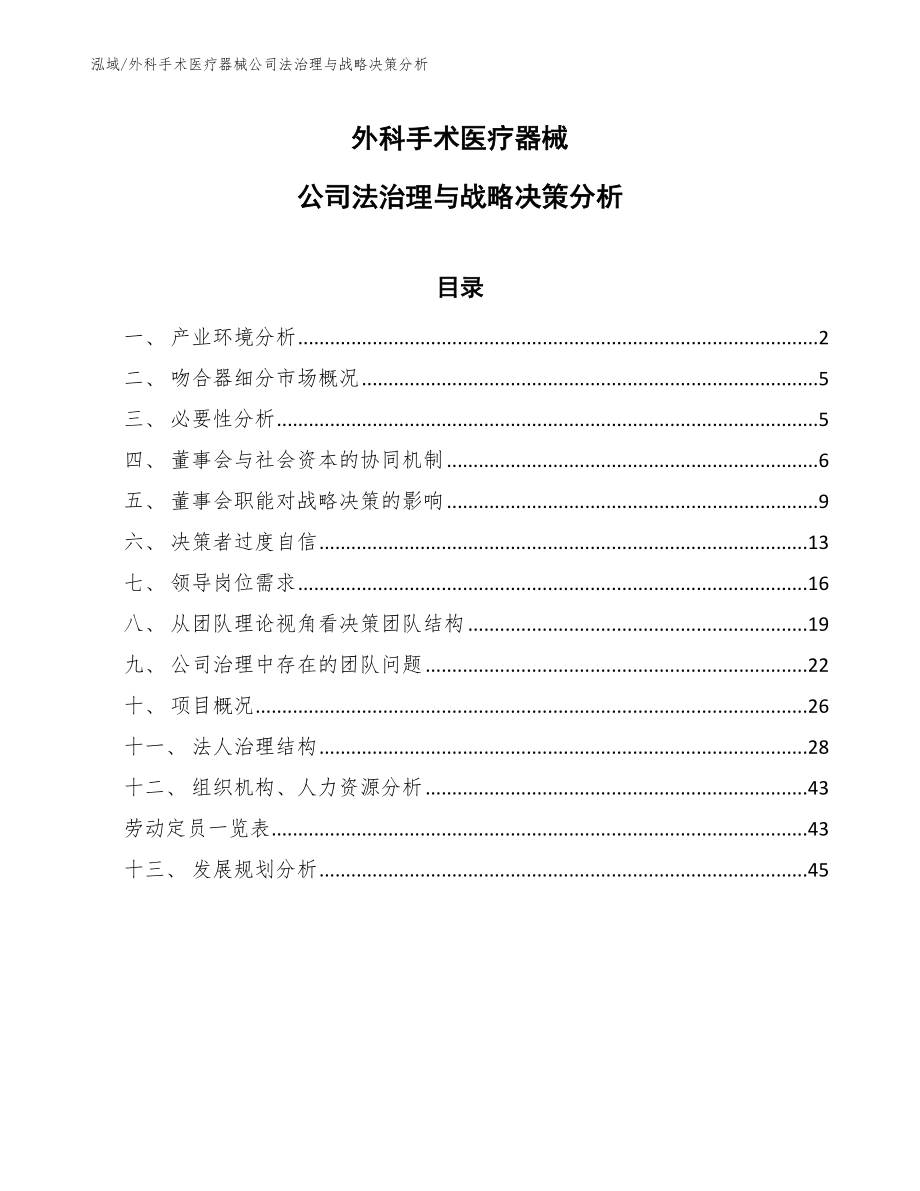 外科手术医疗器械公司法治理与战略决策分析_范文_第1页