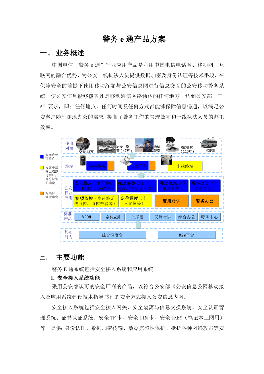 中国电信警务e通产品方案_第1页