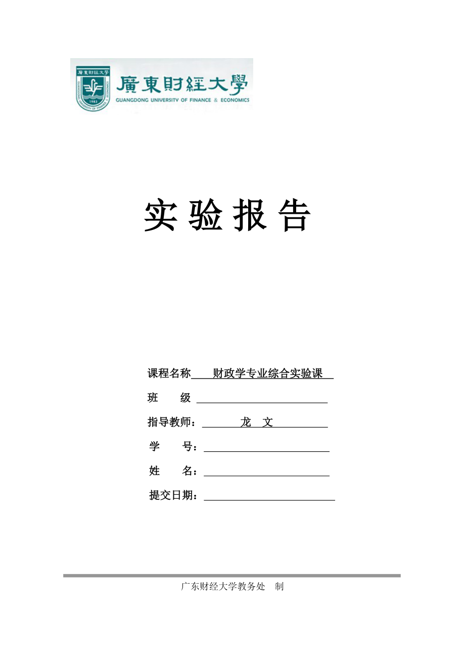 2015《财政综合实验》实验报告模板_第1页