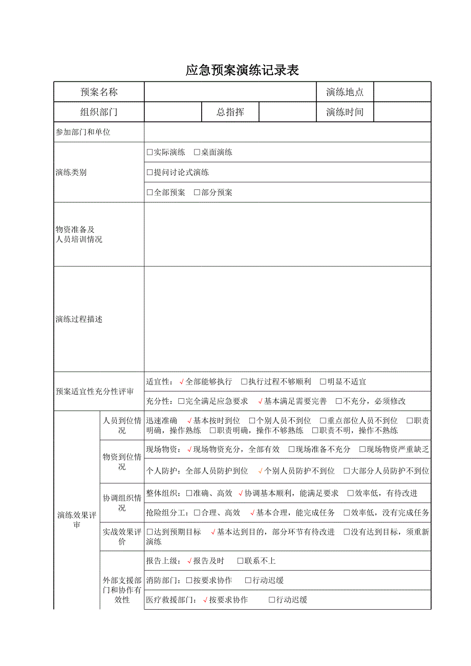 應(yīng)急預(yù)案演練記錄表_第1頁(yè)