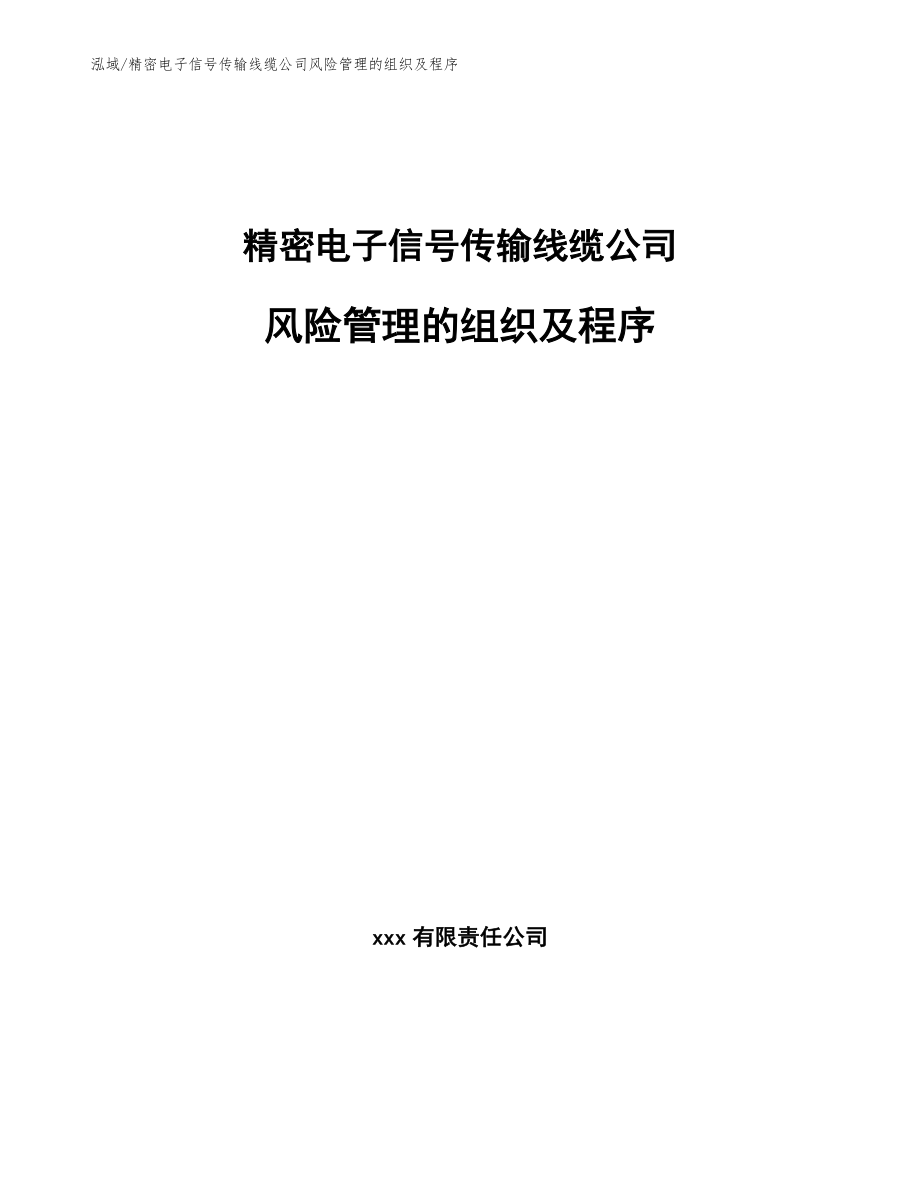 精密电子信号传输线缆公司风险管理的组织及程序_第1页