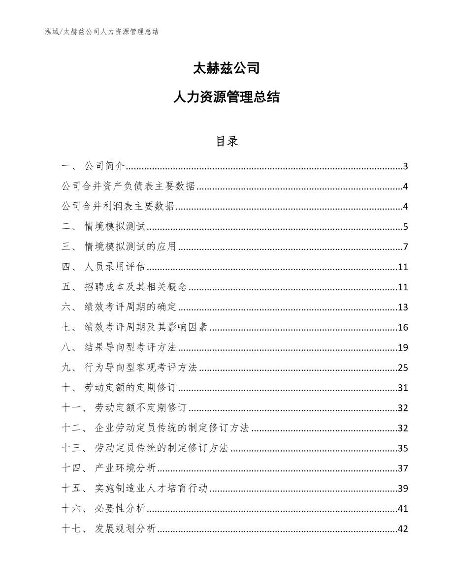 太赫兹公司人力资源管理总结_范文_第1页