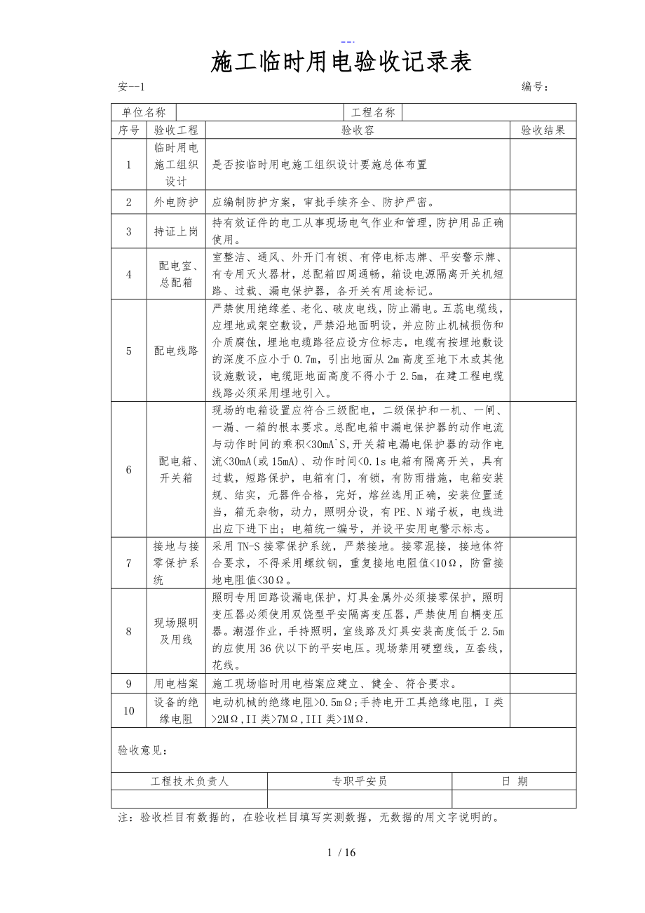 安全防护验收记录文稿表_第1页