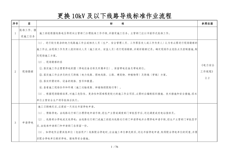 更换10kV与以下线路导线标准作业流程图_第1页