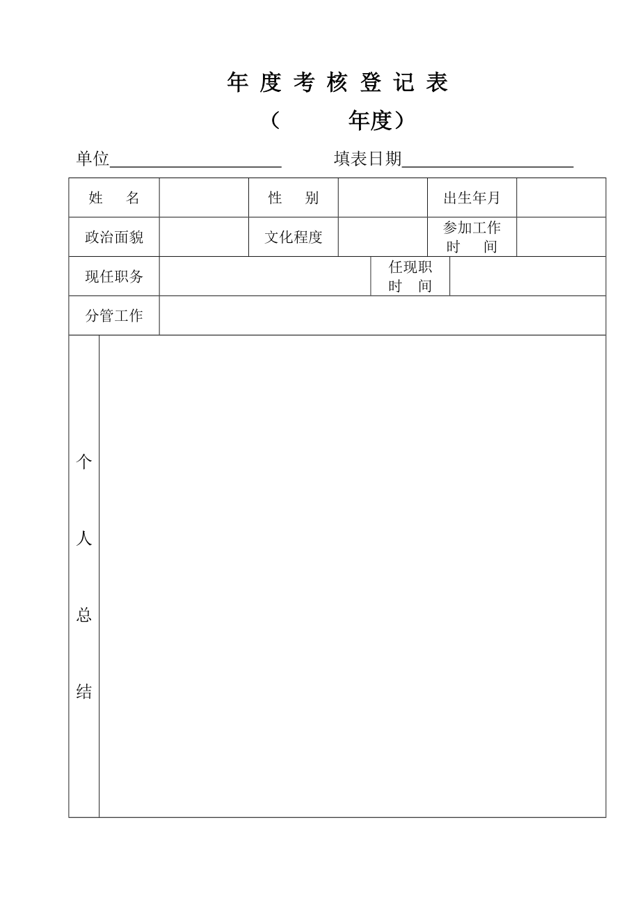 年度考核登記表 - 安徽光機所_第1頁