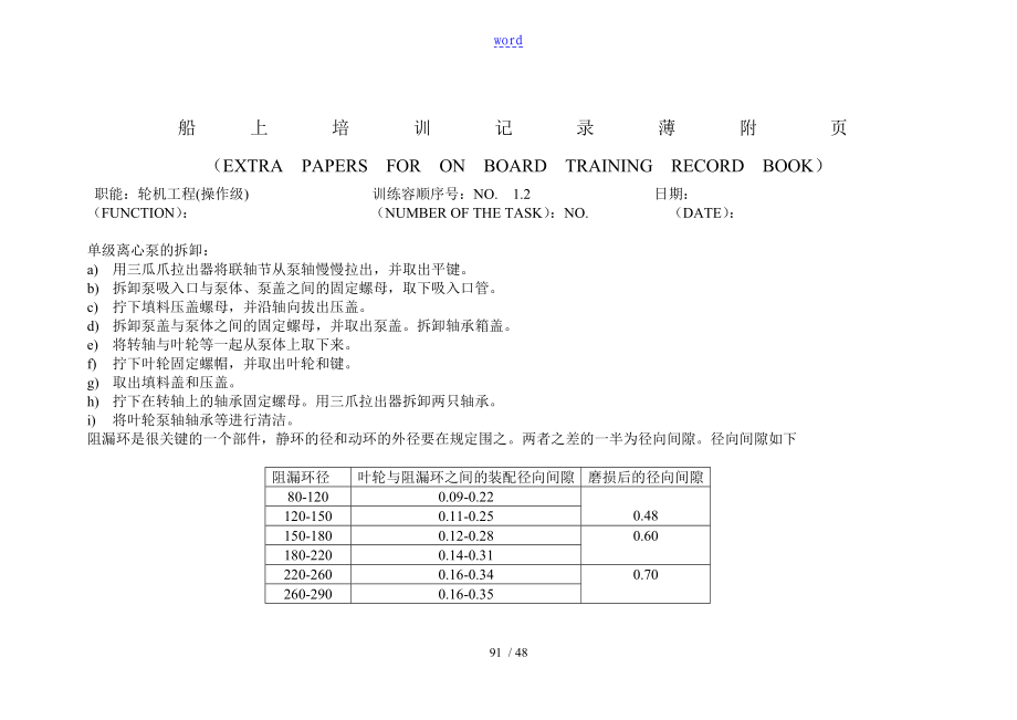 船上培训记录簿薄附页_第1页