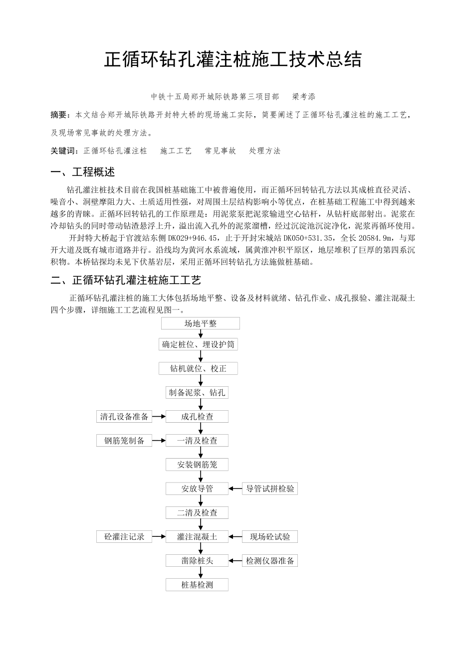 正循环钻孔灌注桩施工技术小结_第1页