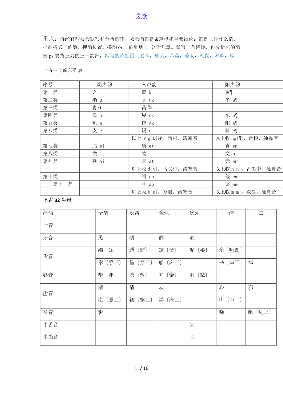 古代汉语通论十五诗经韵例分析资料报告_第1页