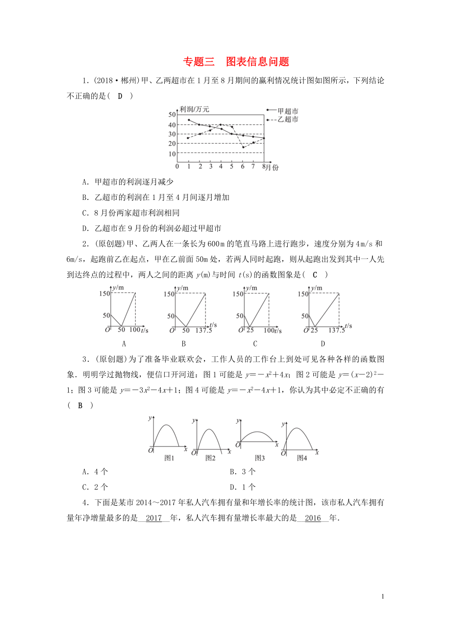 安徽省2019中考数学决胜二轮复习 专题三 图表信息问题习题_第1页