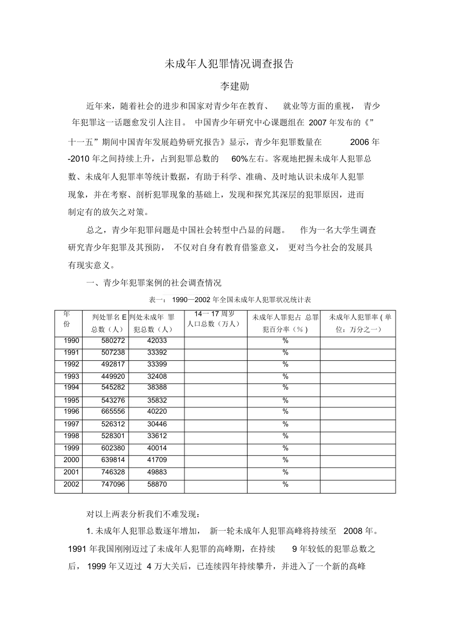 未成年人犯罪情况调查报告_第1页