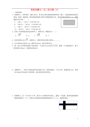 山東省德州市武城縣四女寺鎮(zhèn)中考數(shù)學復習練習 一元二次方程 第12課時 實際問題與一元二次方程（3）（無答案）