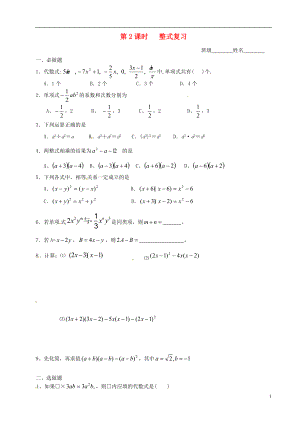 山東省德州市武城縣四女寺鎮(zhèn)中考數(shù)學(xué)同步復(fù)習(xí)練習(xí) 數(shù)與式 第2課時 整式（無答案）