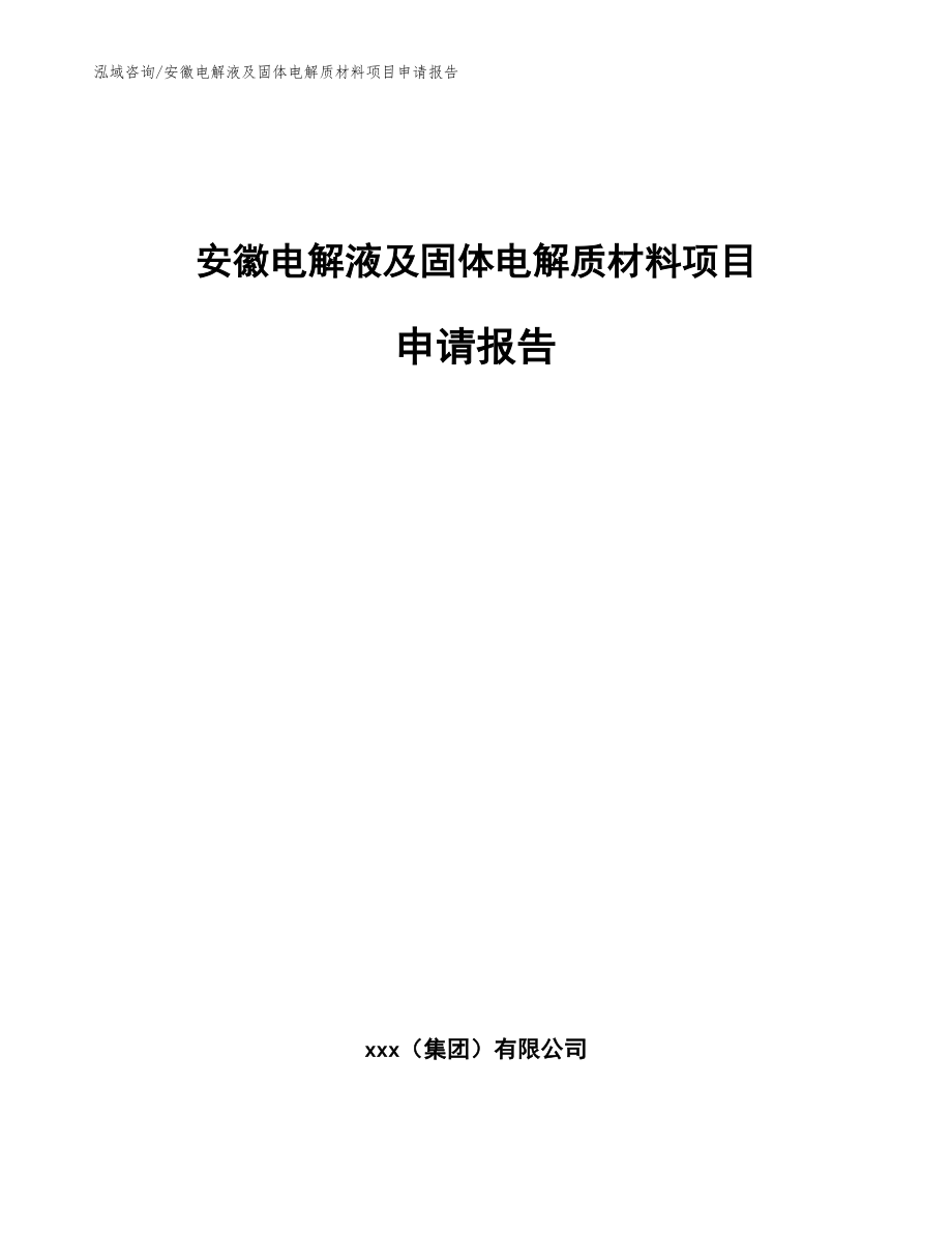 安徽电解液及固体电解质材料项目申请报告_第1页