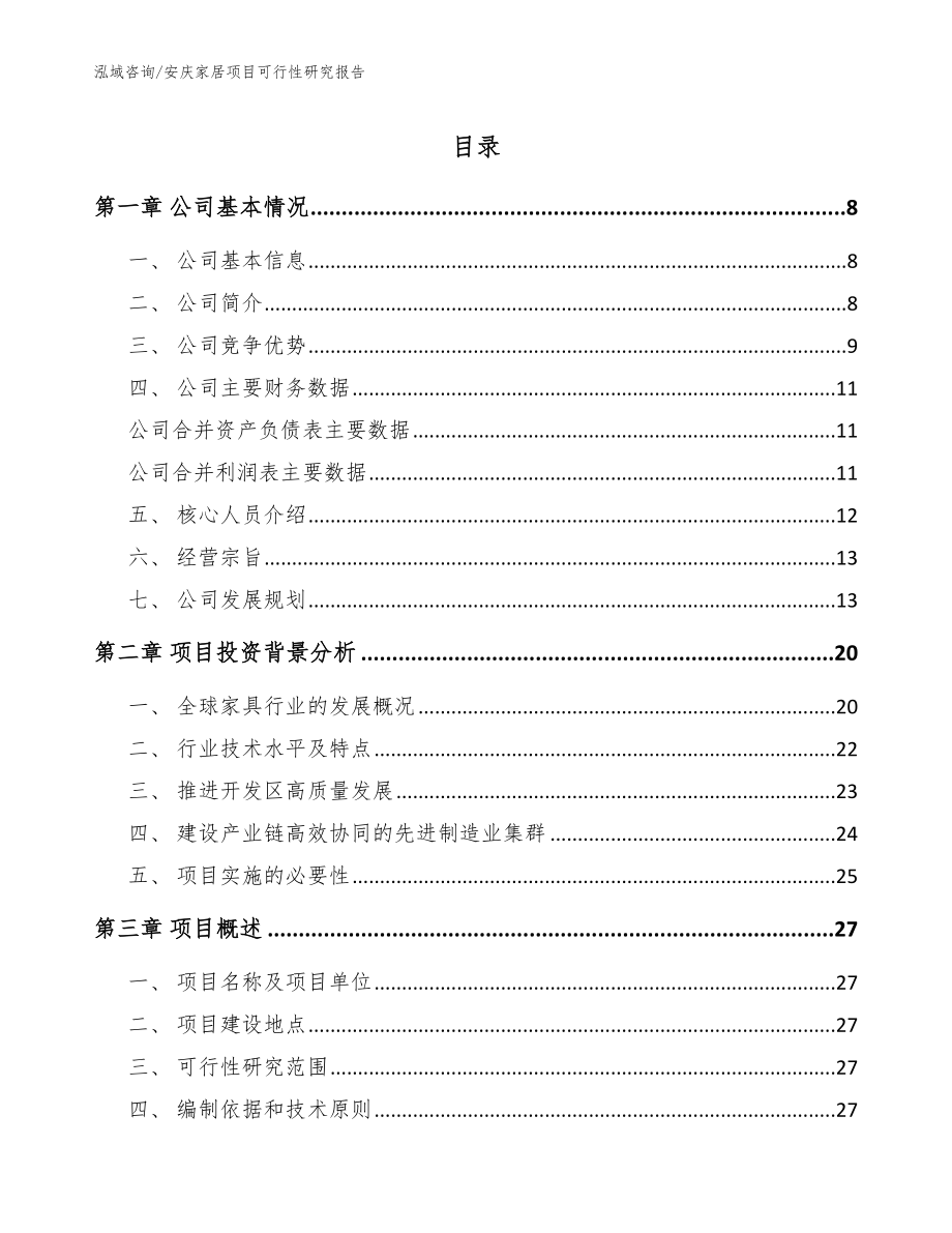 安庆家居项目可行性研究报告模板范文_第1页