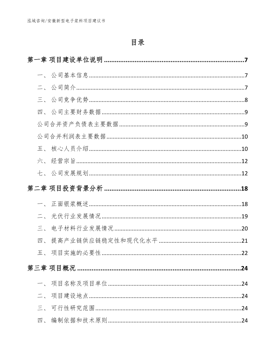 安徽新型电子浆料项目建议书（范文模板）_第1页