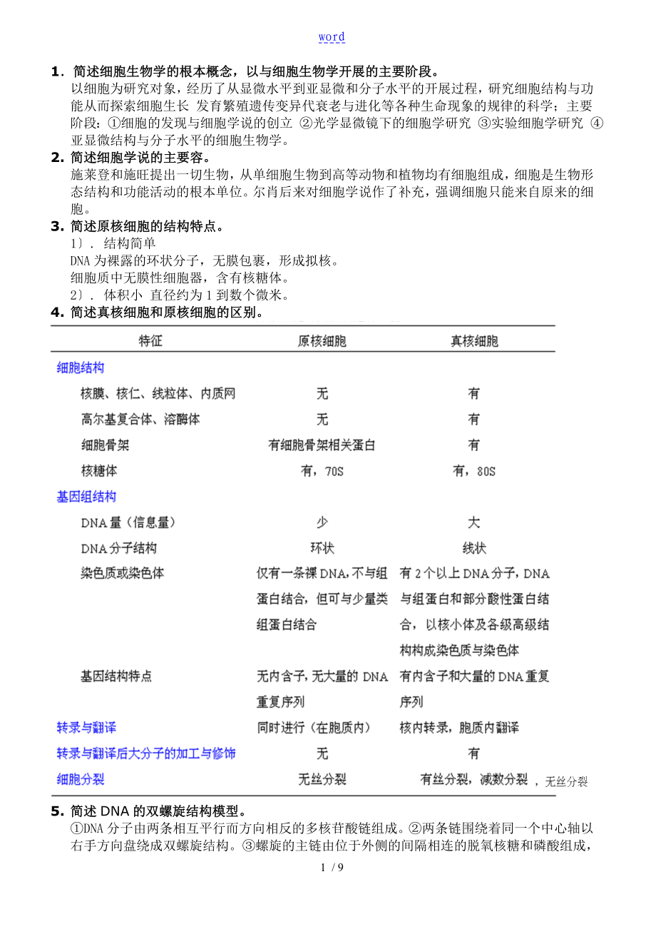 细胞生物学复习题 (含问题详解)_第1页