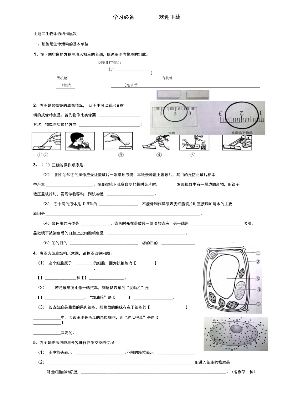 云南省初中生物學(xué)業(yè)水平考試填圖題識圖題總復(fù)習(xí)_第1頁