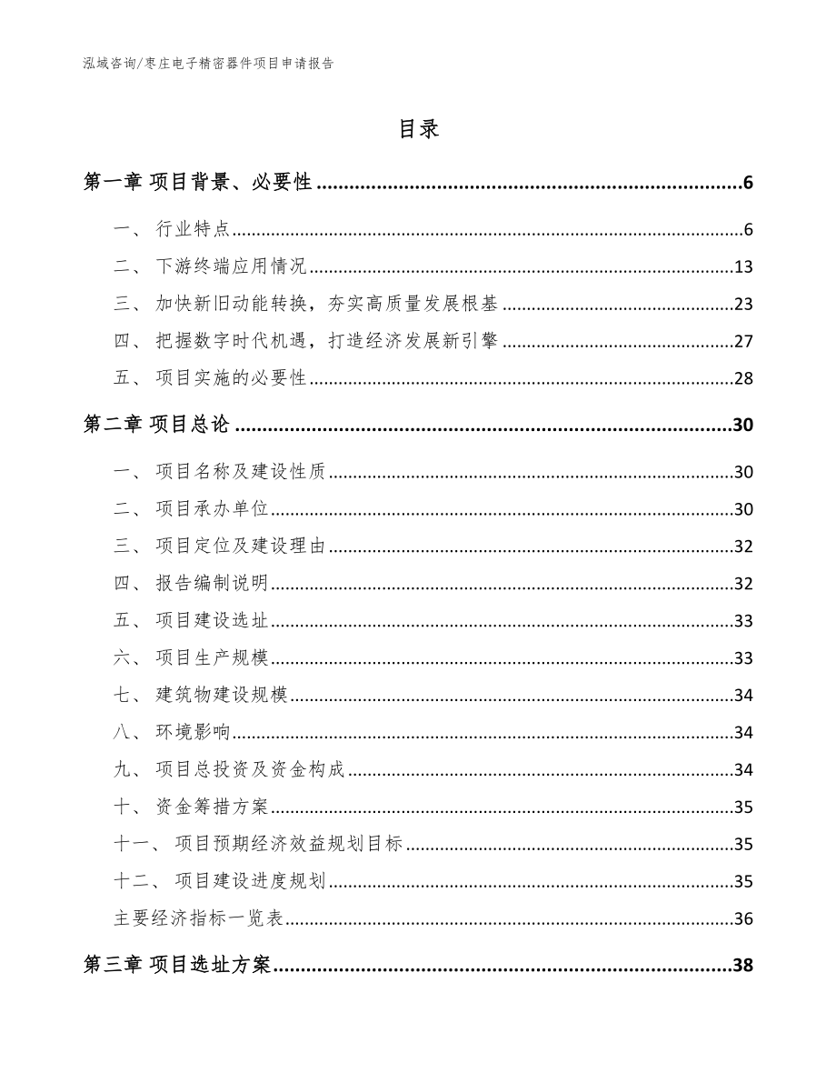 枣庄电子精密器件项目申请报告【模板范文】_第1页