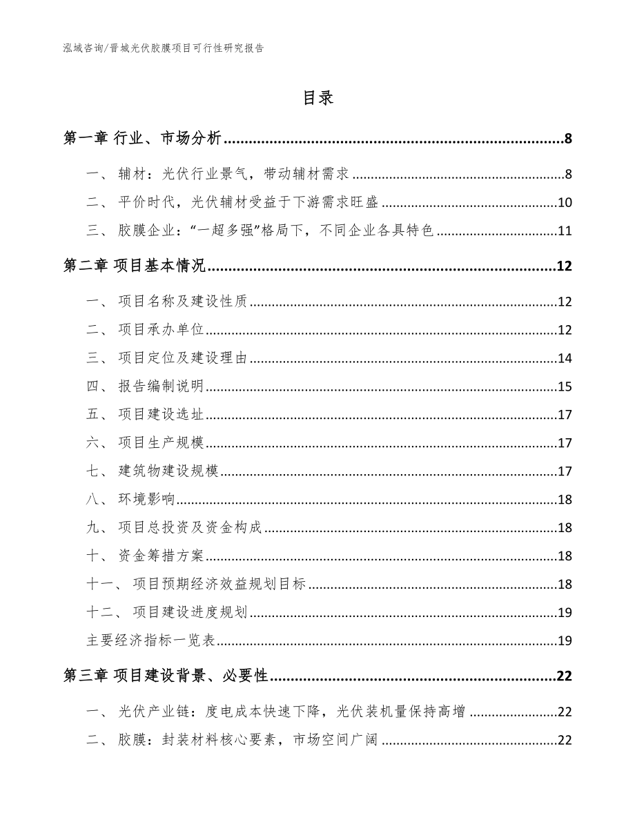 晋城光伏胶膜项目可行性研究报告_第1页