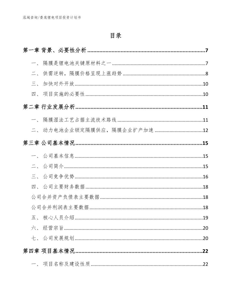 娄底锂电项目投资计划书_第1页