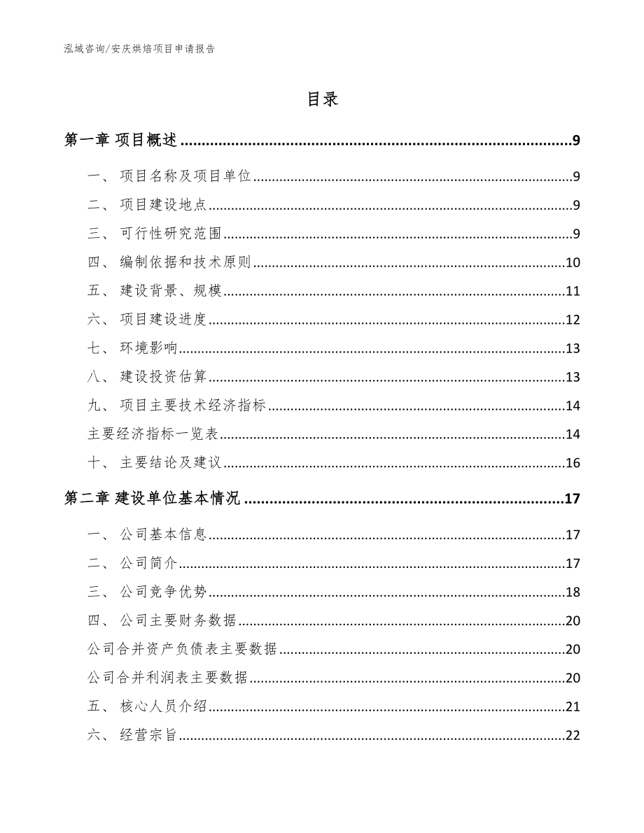 安庆烘焙项目申请报告_第1页