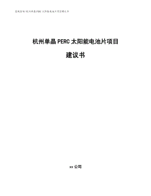 杭州单晶PERC太阳能电池片项目建议书【模板】