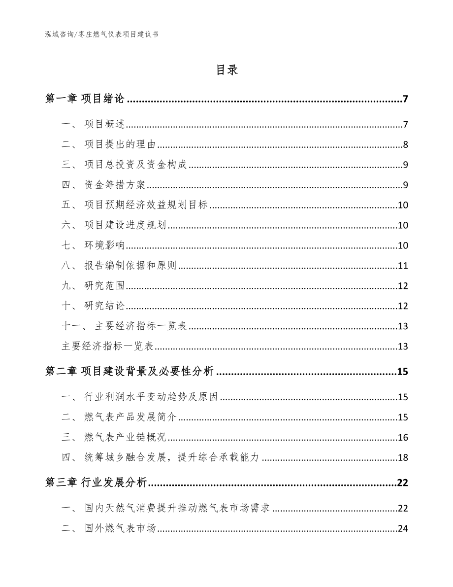 枣庄燃气仪表项目建议书【模板范文】_第1页