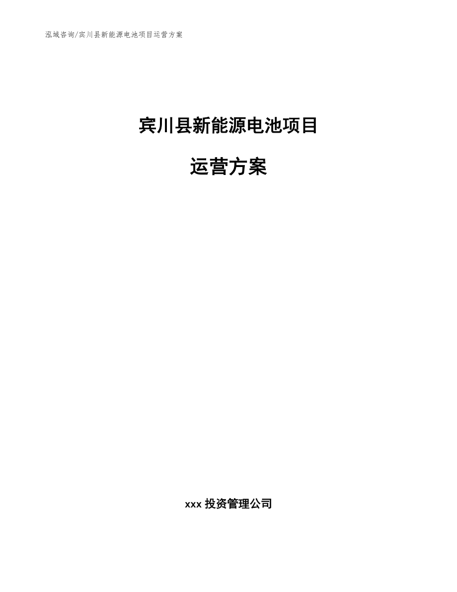 宾川县新能源电池项目运营方案范文_第1页