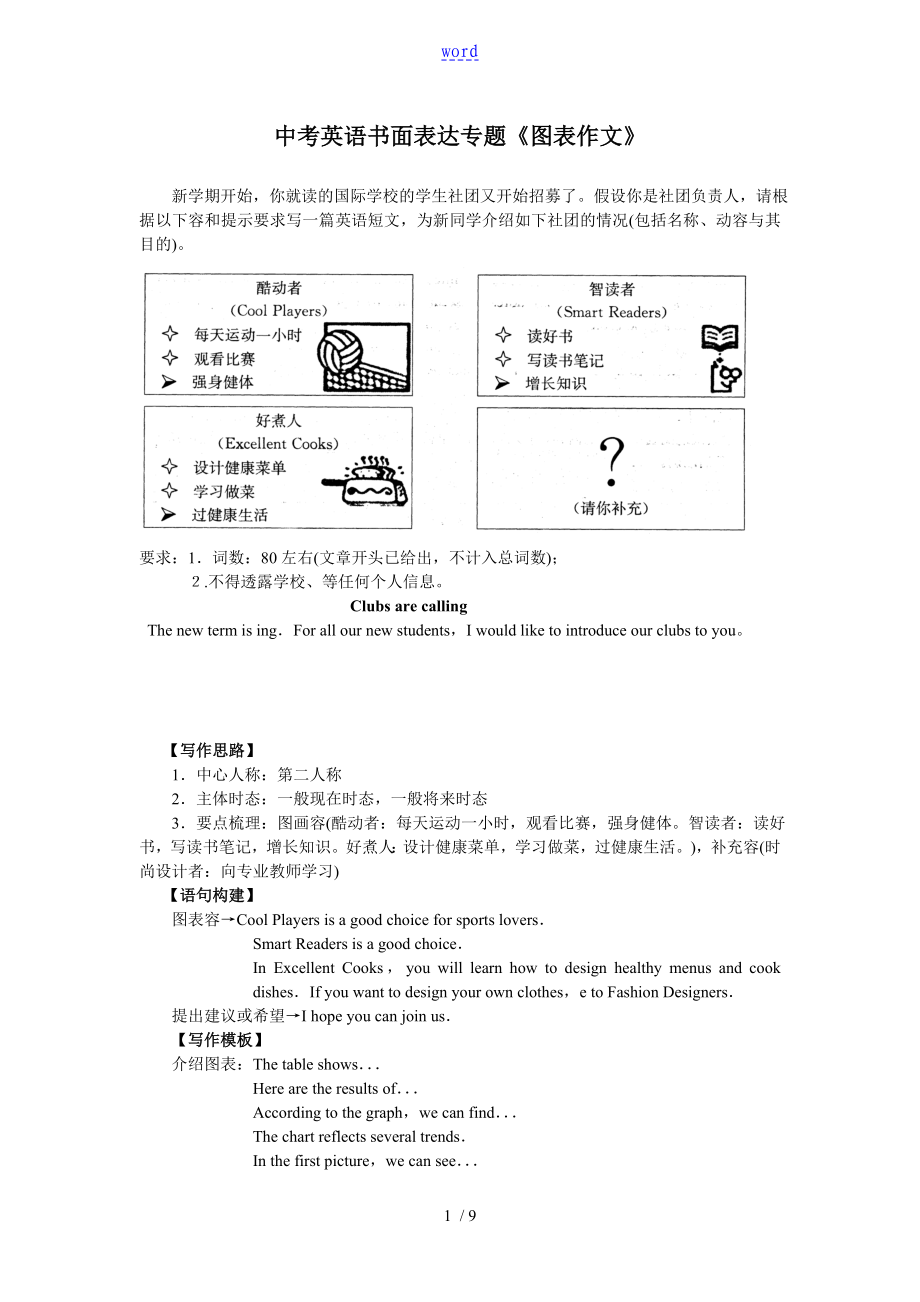 中學(xué)考試英語書面表達(dá)專題《圖表作文》_第1頁