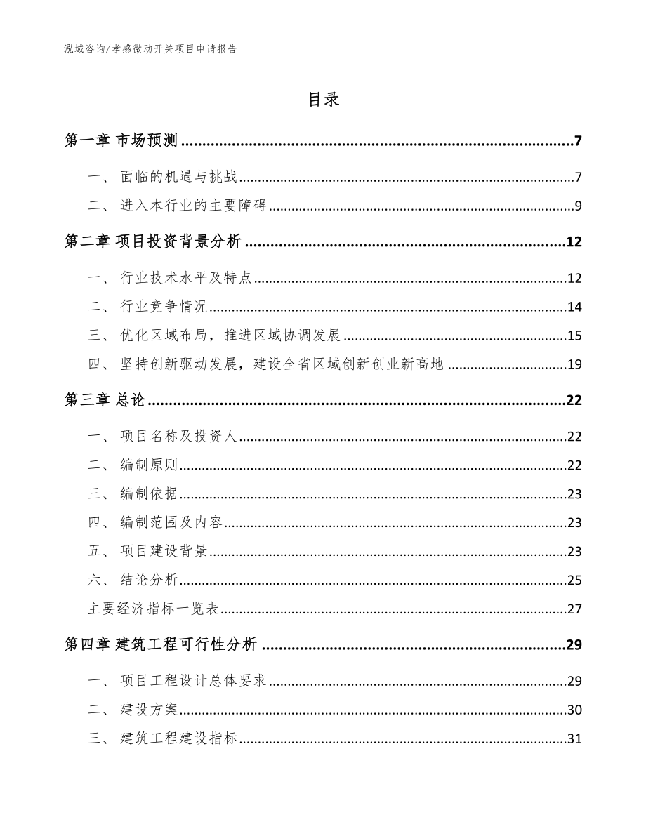 孝感微动开关项目申请报告_第1页