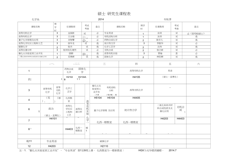 硕士研究生课程表_第1页