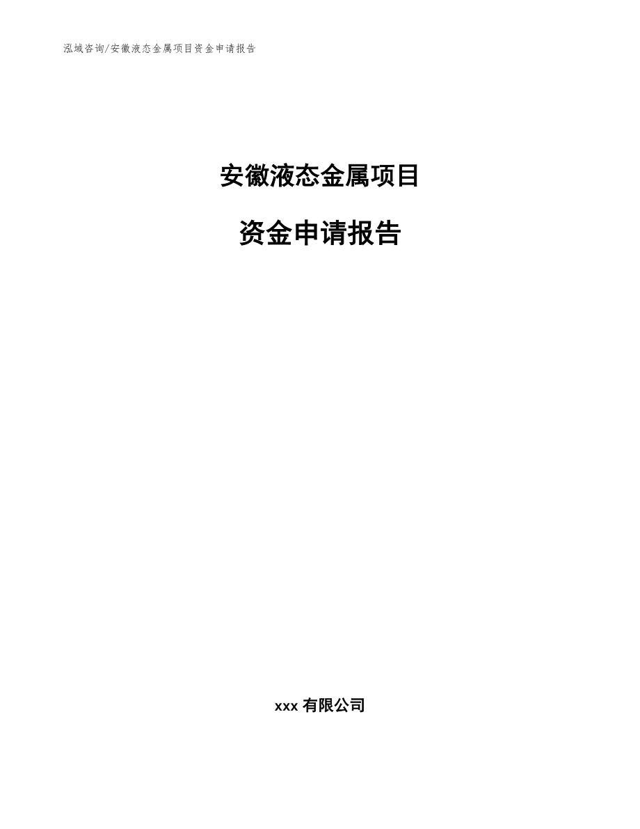 安徽液态金属项目资金申请报告（范文）_第1页