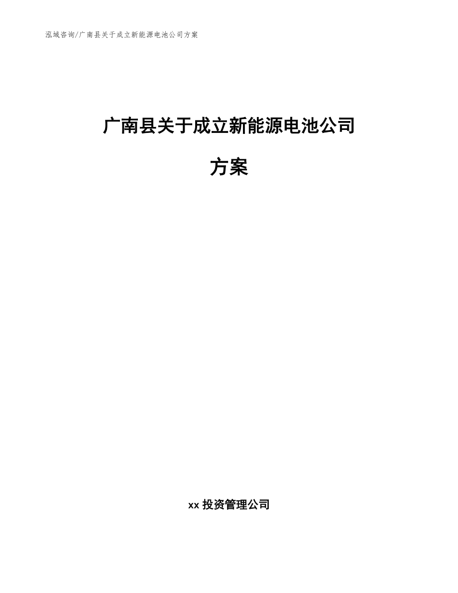 广南县关于成立新能源电池公司方案参考模板_第1页