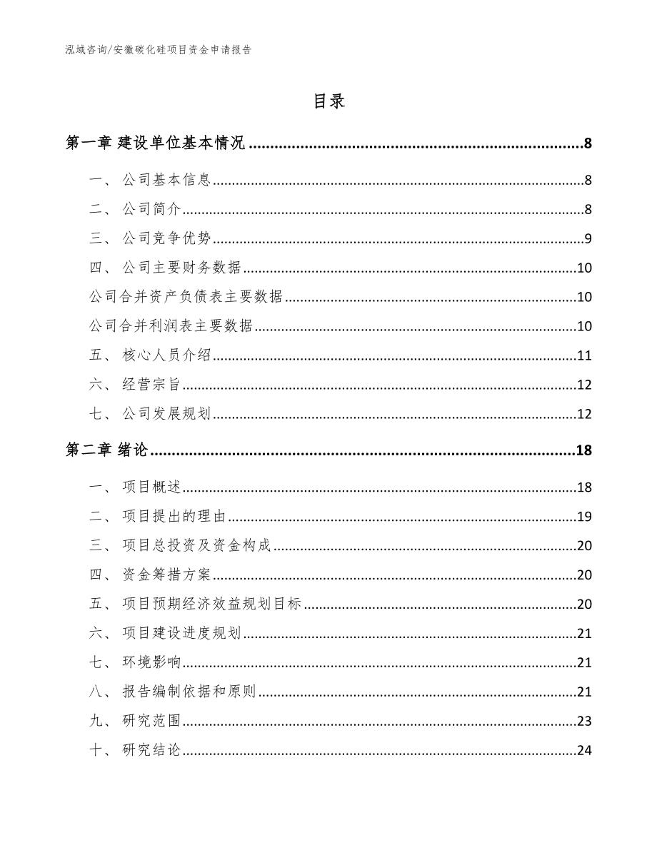 安徽碳化硅项目资金申请报告（参考范文）_第1页