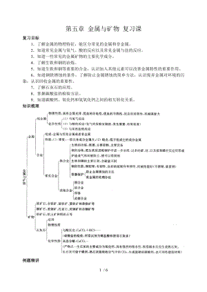 滬教版九年級(jí)上冊(cè)第五章 金屬的冶煉與利用 復(fù)習(xí)導(dǎo)學(xué)案